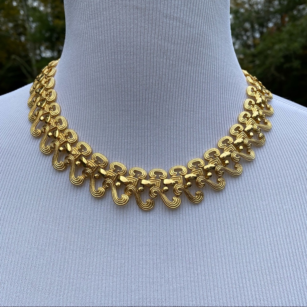 Gold-Tone Linked Statement Necklace - Elegant Women’s Jewelry